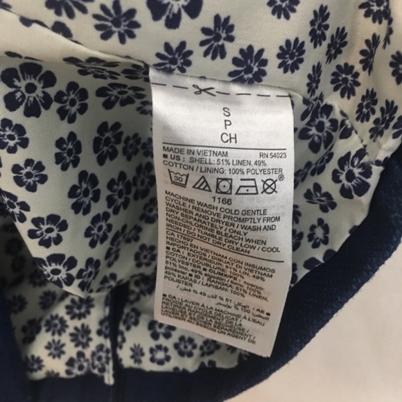 Old Navy Blazer Linen Blue Floral Lined Pockets - Picture 6 of 8